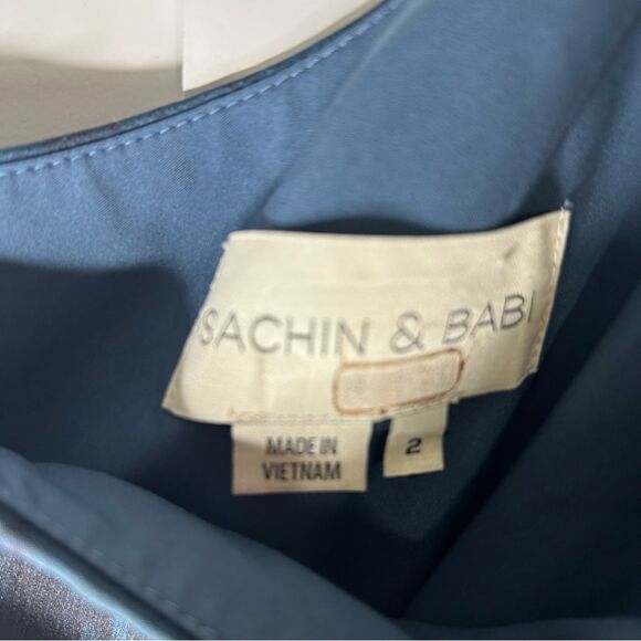 Sachin & Babi Chelsea Gown in Blue Tonal Petal One Shoulder Bow 2 Bridesmaid - Picture 6 of 8